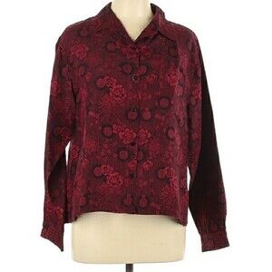 chico's silk red black top chicos 1x xl 2 asian chinese japanese shirt blouse